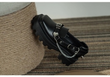 2021 British style square toes silver chain boots