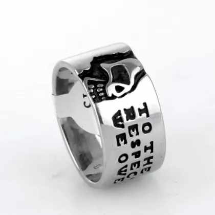 High polished Half face inspiration skull ring