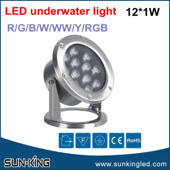 Contemporary high power pool/fountain 12W led rgb underwater light with auto change color