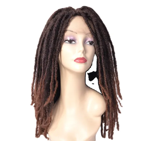 Manufacturer Supplier Synthetic Hair Wigs for Women Dreadlocks Braiding Hair Wig Faux Locs Crochet Braided Lace Frontal Wig