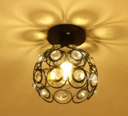 Crystal Chandelier Light for Hallway - 1-Light Flush Mount Ceiling Lamp
