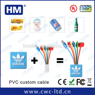 Factory directly PVC material custom smart charging cable (external cable) custom 4 in 1 cable with different logo