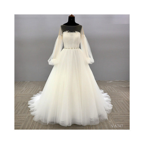 Lace Beading V-neck Lace Up Puffy luxury wedding dress bridal gown