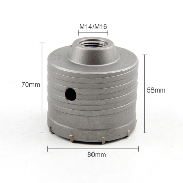 Hole Saw Tool Box Set: Concrete Core Drill Bit with Tungsten Carbide Tip - 80mm Diameter, M14/M16