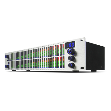Professional Silver 2U Digital Equalizer with 31-Band Spectrum Display for Stereo Audio