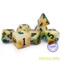 Bescon Magical Stone Dice Set Series, 7pcs Polyhedral RPG Dice Set Gold Ore, Tinbox Set