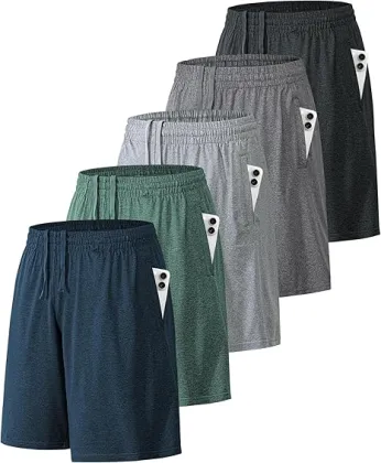 Men's athletic shorts with pockets and elastic waistband quick-drying sportswear workout shorts