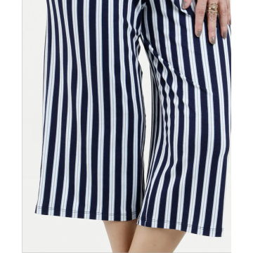Casual women stripe printing wide leg pants