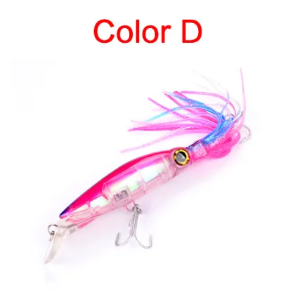 Reflective Shrimp and Squid Hook Set: 14cm/40g Bun Squid Hooks with Skirt