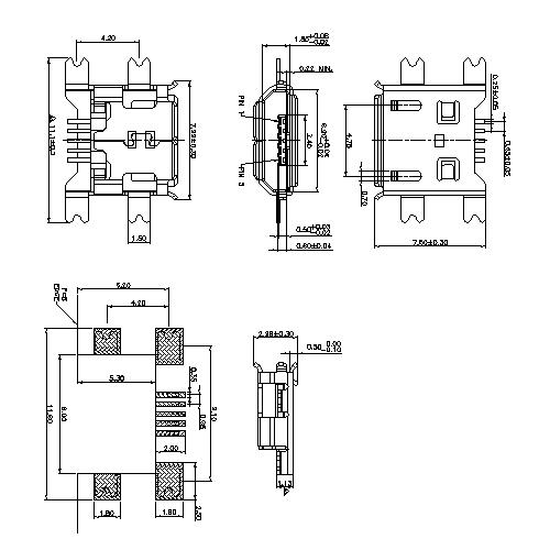 MUFM12 12-Micro USB 5P Receptacle B TYPE SMT Drop-in(Shell Dip-Smt) 