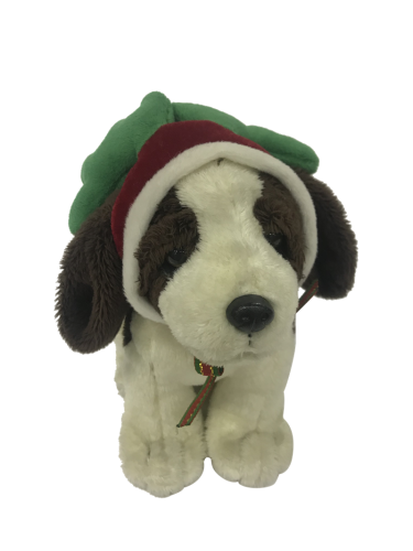 Plush Dog With Christmas Hat