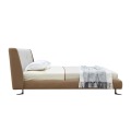 लक्जरी आधुनिक बेडरूम फर्नीचर स्टेनलेस स्टील पैर राजा आकार असबाब बिस्तर ठोस लकड़ी बिस्तर फ्रेम के साथ