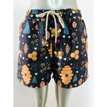 Pantalones cortos de playa de hombres impresos de abejas negras