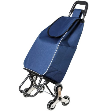 6-Wheel Foldable Shopping Cart with Stainless Aluminum Frame and Removable Waterproof Bag