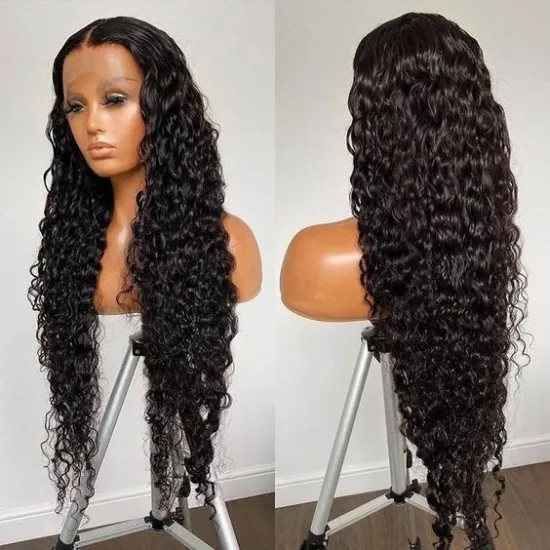 Unprocessed Brazilian Human Hair Full Lace Wig OEM Vendors Water Wave Virgin Cuticle Aligned Full Swiss Lace 100% Human Hair Wig