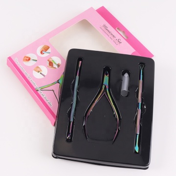 Stainless Steel Electroplated Peptide Nail Cuticle Nipper and Pusher Set