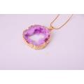 Pendentif en cristal de quartz de dorure couleur rose naturelle