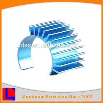 Shining blue anodizing finned extrusion aluminium heatsink machined