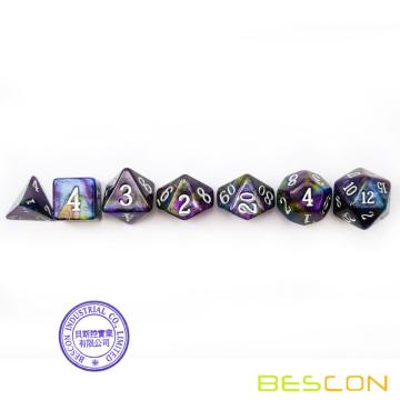 Bescon Starry Night Dice Set Series, 7pcs Polyhedral RPG Dice Set Milky Way, Tinbox Set