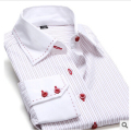 पुरुषों की कपास प्रकार का रेशमी वस्र सफेद dobby धारी चुभन सिलाई शर्ट