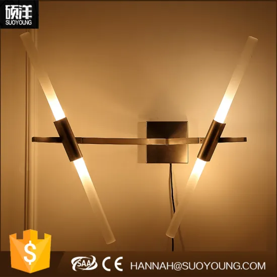 Modern design goldern glass stick shape warm light for home decor wall light with led bulb light inside