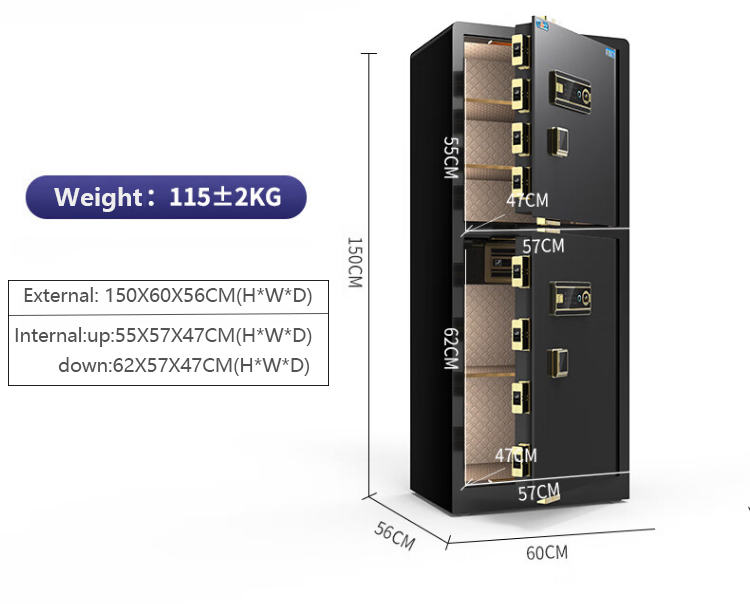 150 double door safe size