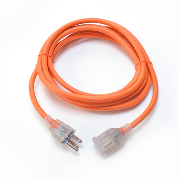 125V 7A ETL Certified 3 Pin Heavy Duty 6ft Outdoor Extension Cord with Lighted End