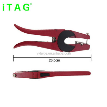 Metal Red Livestock Ear Tag Applicator for Pigs, Sheep, Goats, and Cattle
