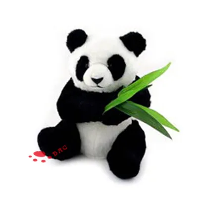 plush big panda toy with bamboo