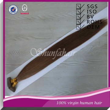 Double drawn tape hair,stock tape extension, color 8 human hair tape extension