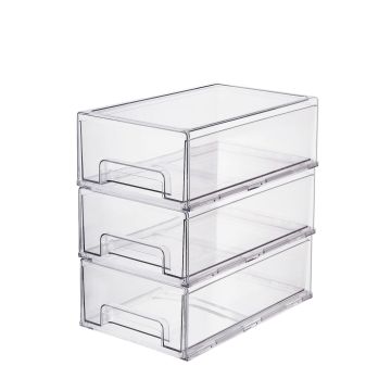 Clear Stackable Refrigerator Storage Boxes - Kitchen Organizer Bins