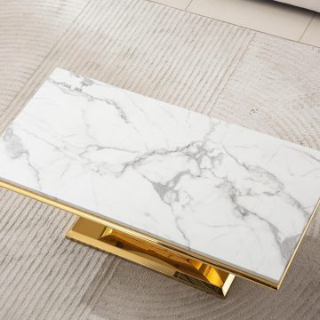 China Marble Coffee Table with Stainless Steel Frame Supplier