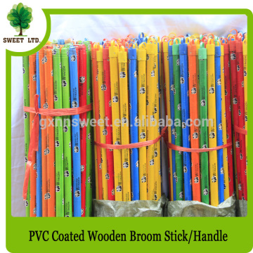 eucalyptus wood brush handle stick manufacturer PVC coated wood cleaning tools broom stick