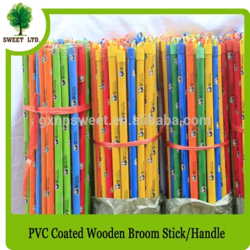 eucalyptus wood brush handle stick manufacturer PVC coated wood cleaning tools broom stick