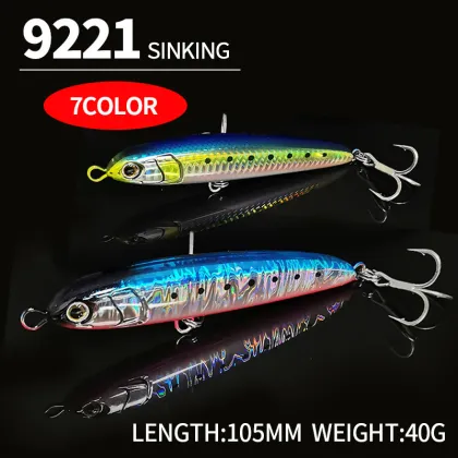 Sea Fishing Sinking Pencil Lure for Kingfish Tuna Amberjack - Newbility 105mm 40g Artificial Bait