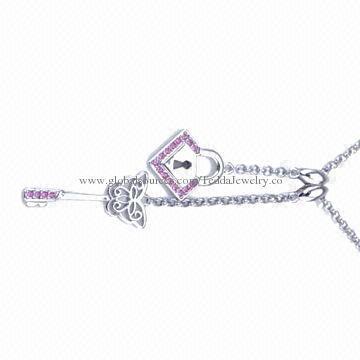 Key and locker fashion jewelry necklaces with crystal stones