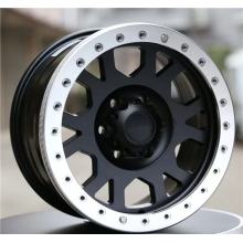 Rueda Beadlock negra brillante con anillo de borde mecanizado y anillo Beadlock negro