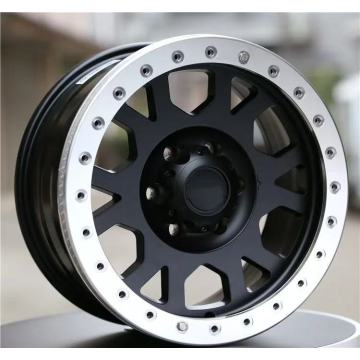 Rueda Beadlock negra brillante con anillo de borde mecanizado y anillo Beadlock negro