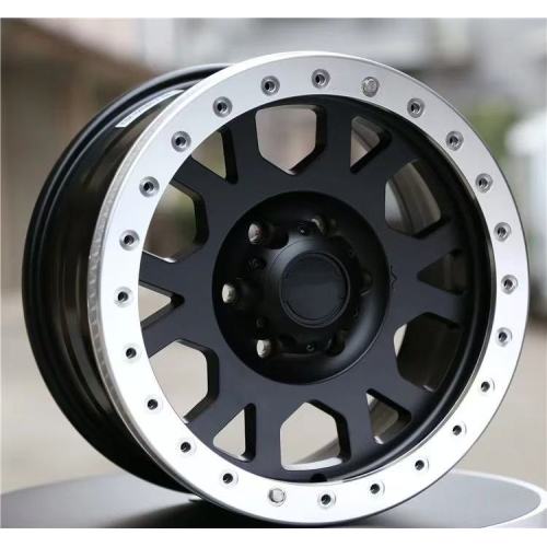 Rueda Beadlock negra brillante con anillo de borde mecanizado y anillo Beadlock negro