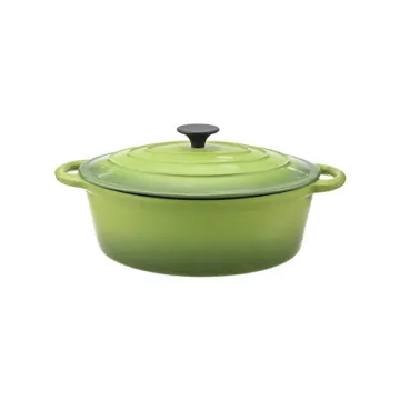 Oval cast iron casserole pan