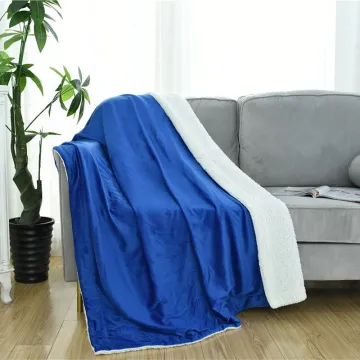 Sherpa Fleece Throw Blanket Navy Blue Plush Soft Reversible Fuzzy Warm Microfiber Blanket For Winter