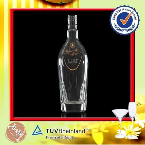 Extra flint gold decaled 700ml clear glass liquor bottle