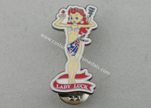 Lady Luck Hard Enamel Pin, Zinc Alloy Hard Enamel Pin With Black Nickel Plating