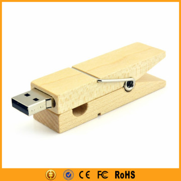 Wooden clothespin shape 1-64gb usb stick