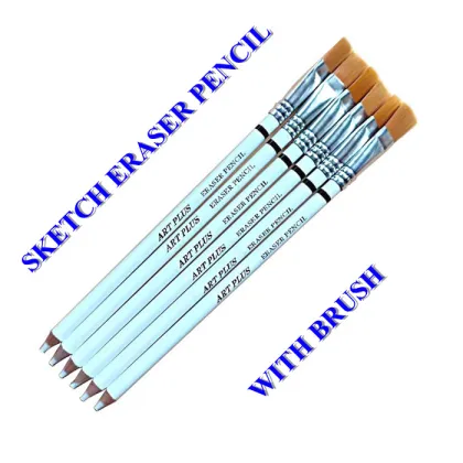 White Sketch Eraser Pencil with Brush