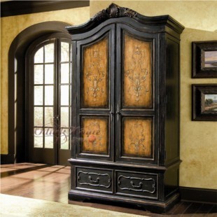 Solid wood carved wardrobe