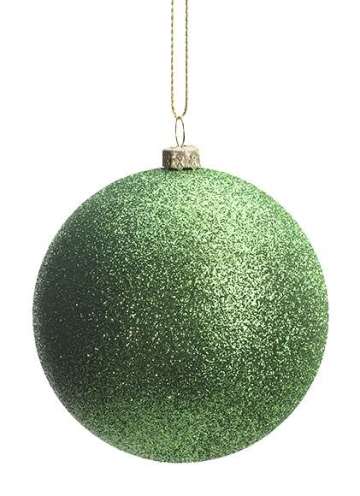 Green Plastic Baubles Glitter