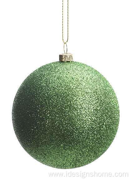Green Plastic Baubles Glitter