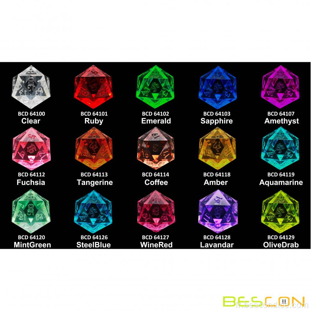 Bantcon Crystal Clear (non peint) SHARP EDRE DND DND DICE SET de 7, Razor Borging Polyéddral D&D Dice Set pour les jeux de rôle