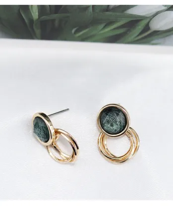 Green Crystal Hong Kong Style Metal 92.5%Silver Eardrops